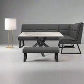 Samurai Grey Ceramic Dining Table With Corner Bench Set - Pendle Village Furniture
